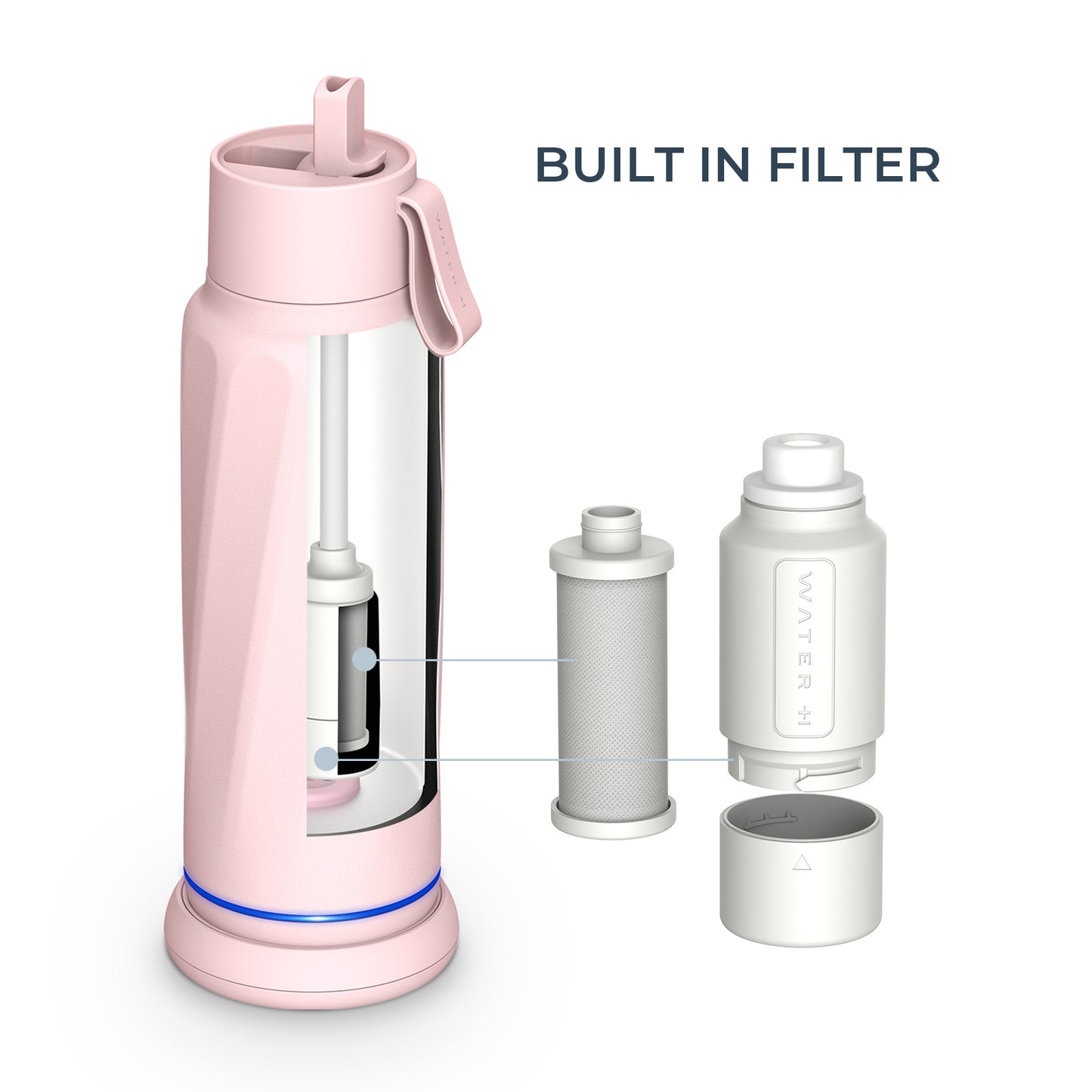 WaterH Vita Smart Water Bottle with Filter – 18 oz | Purifies & Tracks Hydration