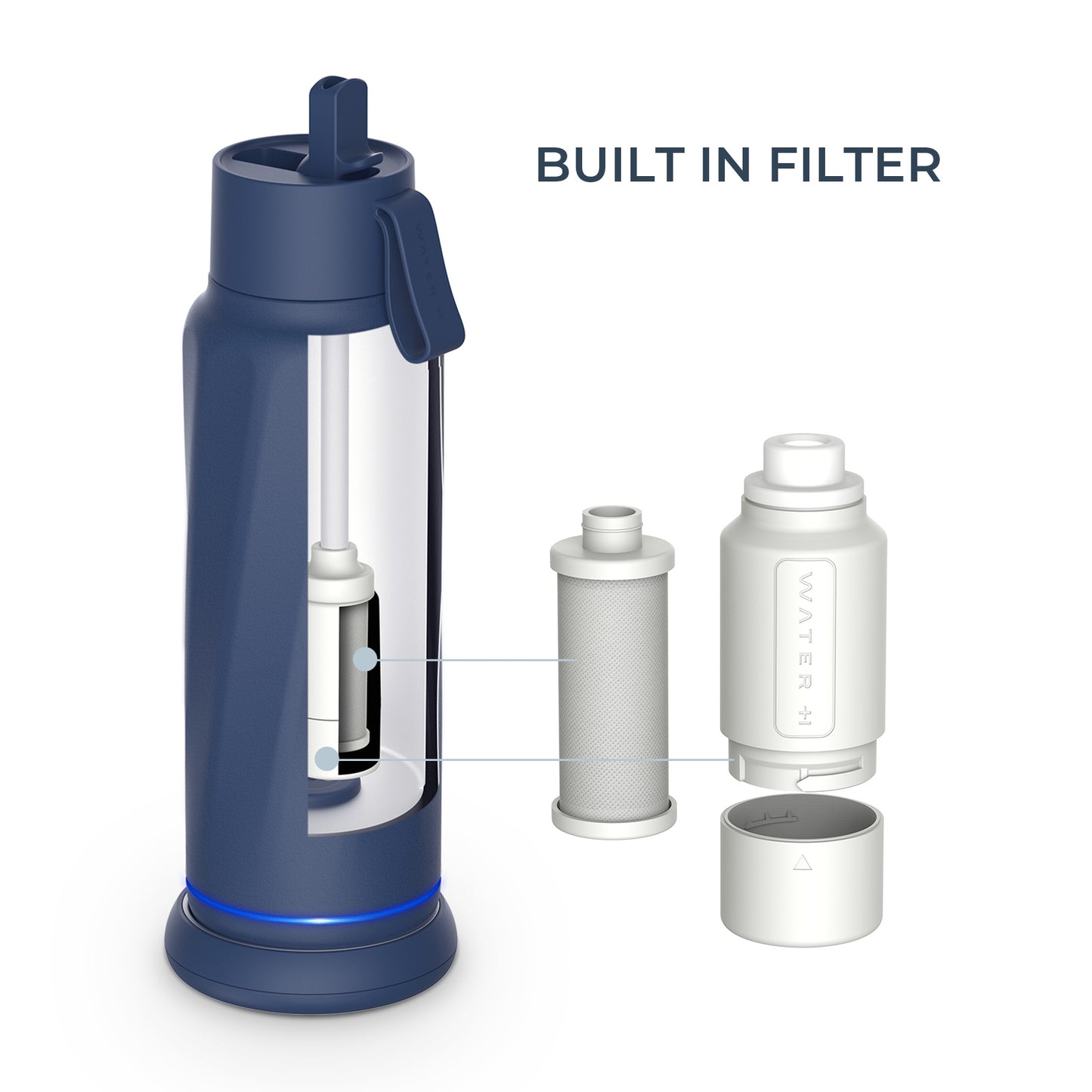 WaterH Vita Smart Water Bottle with Filter – 18 oz | Purifies & Tracks Hydration