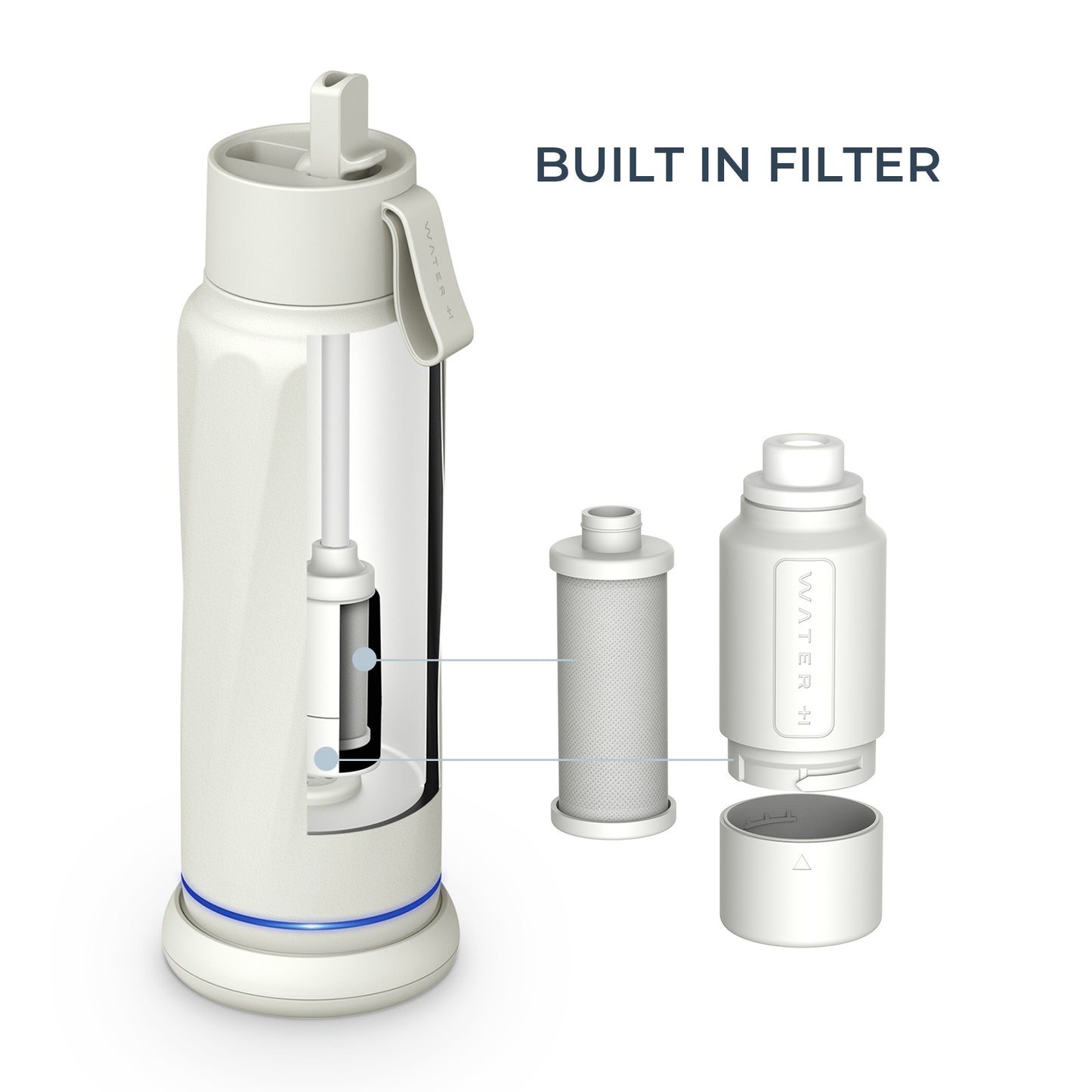 WaterH Vita Smart Water Bottle with Filter – 18 oz | Purifies & Tracks Hydration